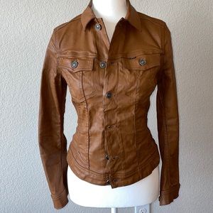 G-Star Raw Camel Colored Coated Jean Jacket Size S